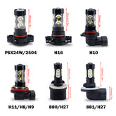 Car Styling High Power 6000K White LED Bulbs For Fog Light DRL Lamps Replacement